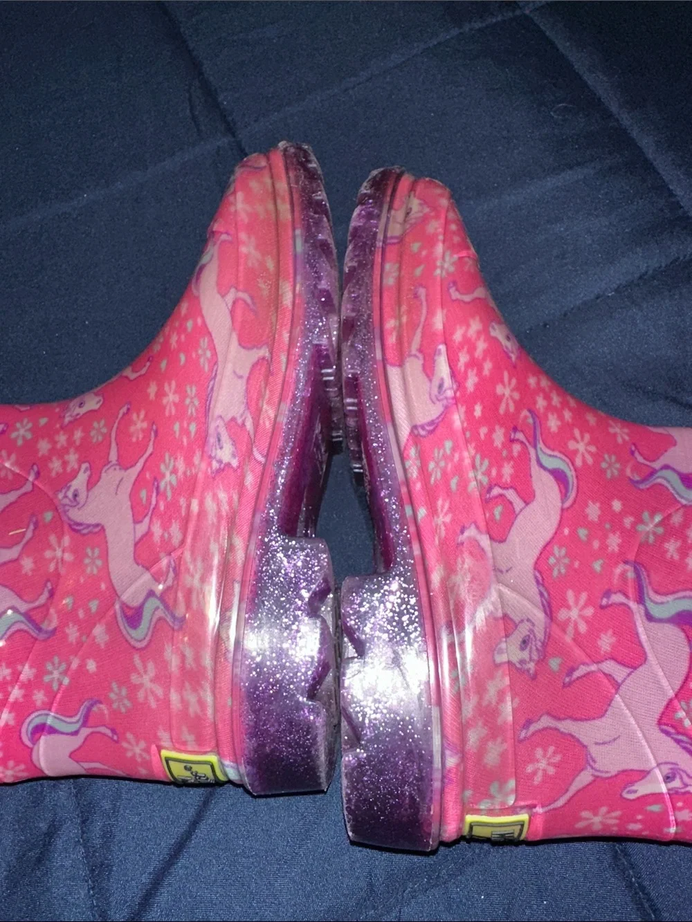 Western Chief Girls' Unicorn Rain Boots w/ Glitter Handles  Working Lights Sz1